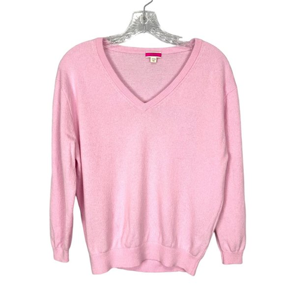 J Crew Womens Pink Cashmere Relaxed V Neck Sweater Heathered Peony size XXS - Picture 1 of 12